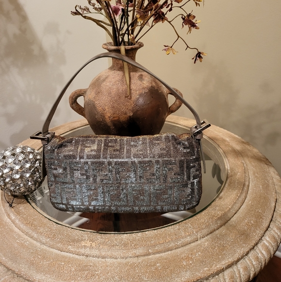 SOLD - Fendi Shimmer Zucca Jacquard Baguette, Gold/Silver/Palladium Baquette - Picture 14 of 16